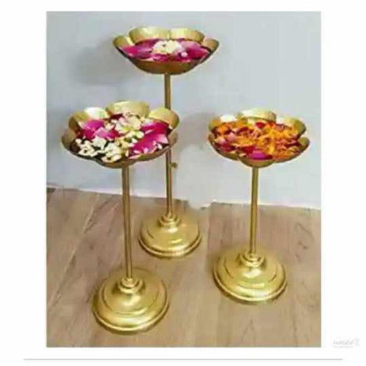 Decorative Urli Bowl Tealight Holder Stand | Urli Stand Set of 3 for Decoration | Floating Diya Stand Home Decor Decorative Showpiece | Urli