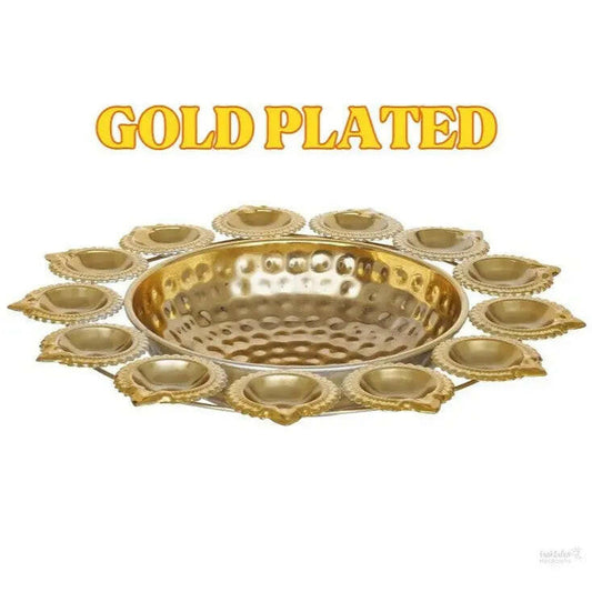 Diya Shape Flower Decorative Urli Bowl for Home Handcrafted Bowl for Floating Flowers and Tea Light Candles Home,Office and Table Decor| Diwali Decoration Items for Home (12 Inches)