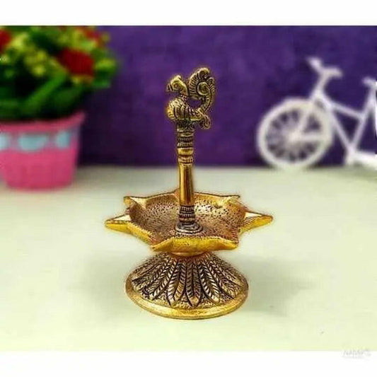 Diya With Peacock Design For Home Office & Temple oil Lamp Table Diya Aluminium Table