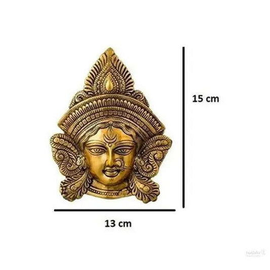 Durga Maa Face Sculpture Showpiece Wall Hanging Idol Statue (Golden)