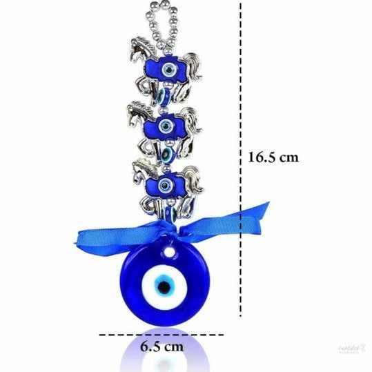 Evil Eye Nazar Suraksha with Horses Wall Hanging for Good Luck Prosperity Success Health Wealth