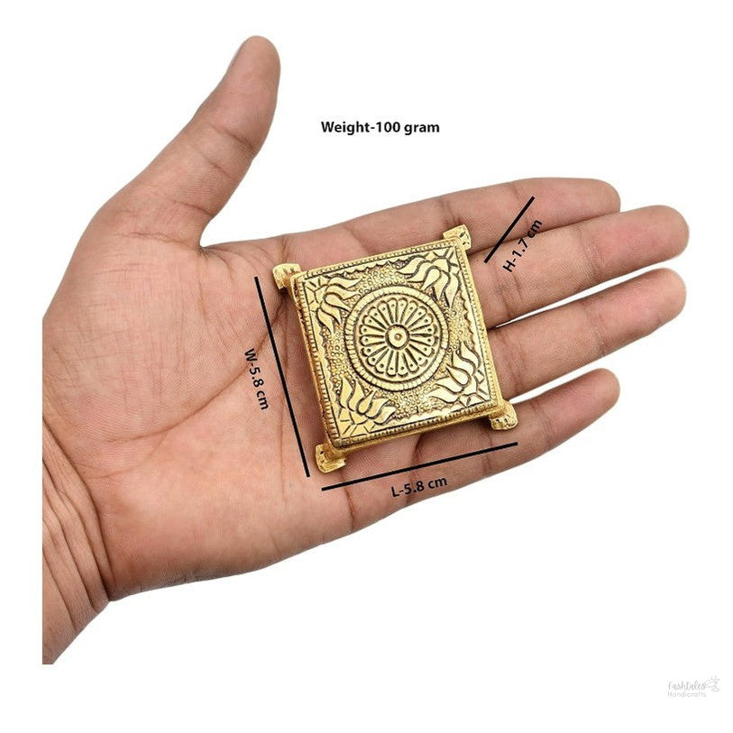 Fashtales Handicrafts Brass Pooja Mandir Chowki Peetha Peeta God's Stool - Puja Articles Size - 2.2" Inches [Very Small]
