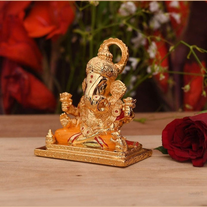 Fashtales Handicrafts Ceramic Lord Ganesh Idol, 3.5 x 3 x 2 Inches, Multicolour (Model Number: GMAS219)