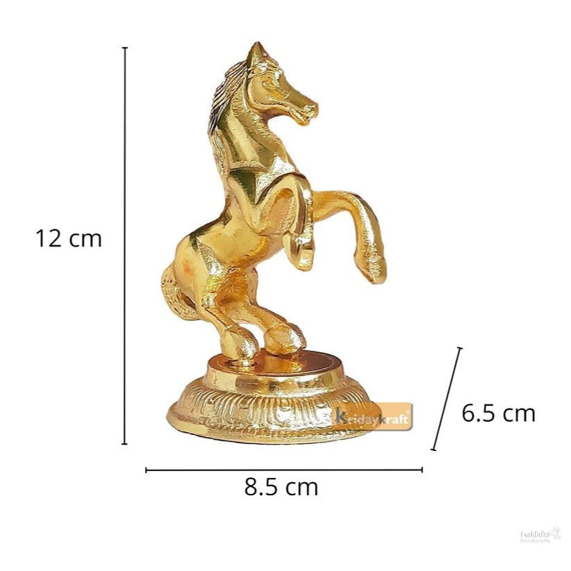 Fashtales Handicrafts Golden Finish Jumping Horse Metal Statue for Wealth, Income and Bright Future & Feng Shui & Vastu (8.5 X 6.5 X 12 cm, Gold)