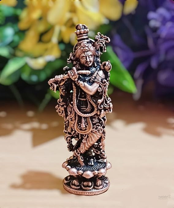 Fashtales Handicrafts Krishna Idol Height 6.5 Cm, Weight 45 GMS, Patina Antique Finish, Pack of 1 Piece