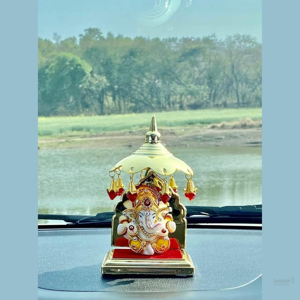 Fashtales Handicrafts Lord Ganesha Idols for Home Decor, Ganesha Idol for car Dashboard, Ganesh ji ki murti, ganpati, Statue for Living Room, Ganesha showpiece, showpieces in Home.