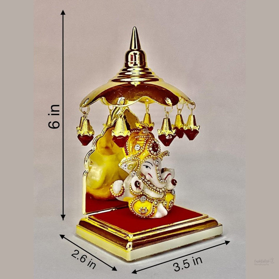 Fashtales Handicrafts Lord Ganesha Idols for Home Decor, Ganesha Idol for car Dashboard, Ganesh ji ki murti, ganpati, Statue for Living Room, Ganesha showpiece, showpieces in Home.