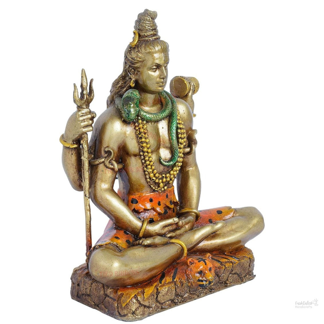Fashtales Handicrafts Lord Shiva Statue Figurine Blessing Idol Sculpture Murti Decorative for Home Bedroom Pooja Room Office Table Decoration and Gift Items (20 cm X 17 cm, Multicolor)(Resin)