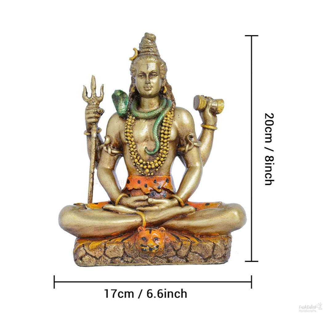 Fashtales Handicrafts Lord Shiva Statue Figurine Blessing Idol Sculpture Murti Decorative for Home Bedroom Pooja Room Office Table Decoration and Gift Items (20 cm X 17 cm, Multicolor)(Resin)