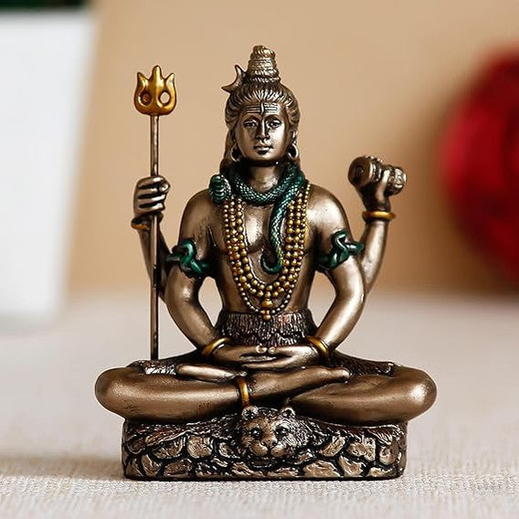 Fashtales Handicrafts Meditating Lord Shiva Cold Cast Bronze Resin Decorative Figurine