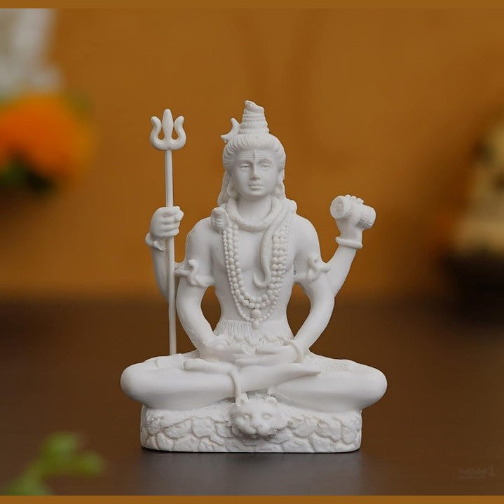 Fashtales Handicrafts White Polyresin Lord Shiva Statue