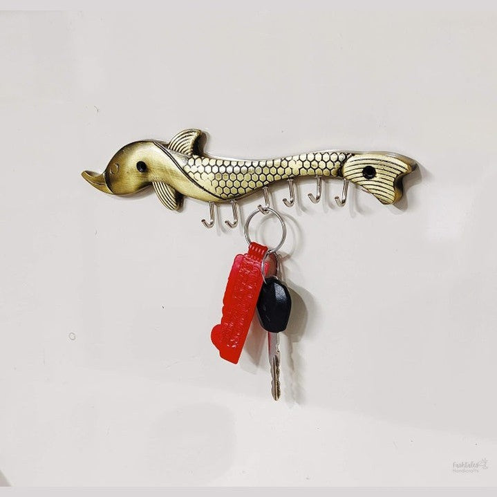 Fashtales handicrafts Metal Fish Key Holder Decorative for Wall and Gift for Have House Warming Anniversaries, Birthday, Wedding Gifts, Return Gifts, Corporation Gifts& Indian Festivals.