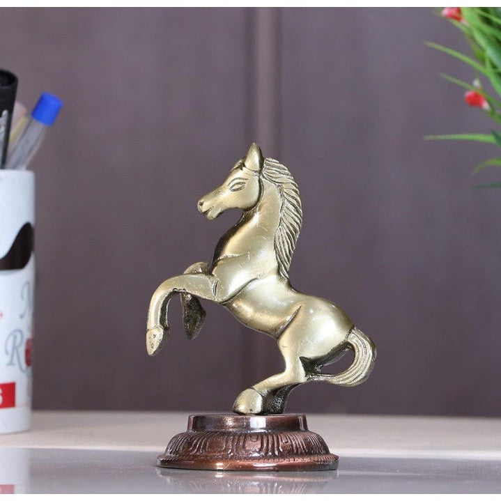 Fashtales handicrafts Metal Jumping Horse Statue for Wealth, Income, Shining and Bright Future (8.5 x 6.5 x 12 cm, Grey)