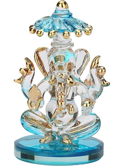 Ganesh Idol crystal double sided for car dashboard