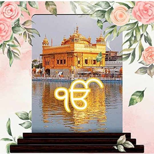 God Wooden Idols Figurine & Showpiece | Ek Onkar Golden Temple | Spiritual Home Décor Statue