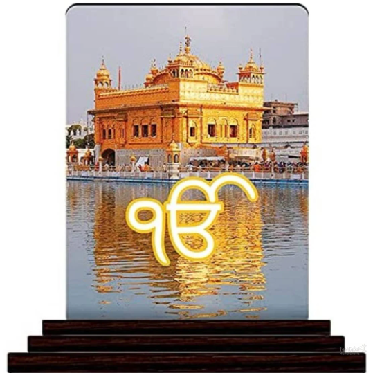 God Wooden Idols Figurine & Showpiece | Ek Onkar Golden Temple | Spiritual Home Décor Statue