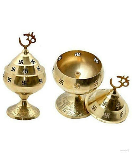 Golden Brass OM and Swastik Akhand Diya (Golden