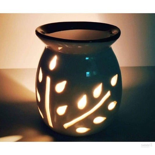 Handcrafted Aroma Burner Oil Diffuser and 1 Tea Light Candle (White)