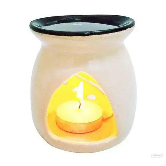 Handcrafted Aroma Burner Oil Diffuser and 1 Tea Light Candle (White)