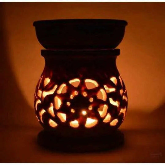 Handcrafted Soapstone Oil Diffuser with Floral Carving