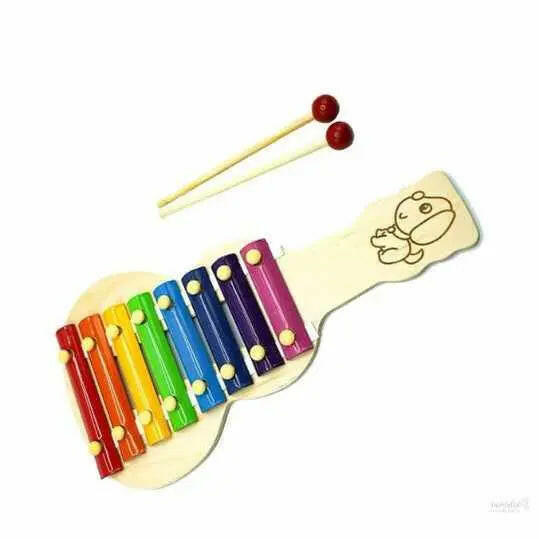 Handicraft Gitar Xylophone for Kids, Wooden Xylophone Toy with 8 Knocks Child Safe Mallets for Educational & Preschool Learning Music Enligh