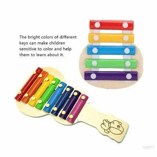 Handicraft Gitar Xylophone for Kids, Wooden Xylophone Toy with 8 Knocks Child Safe Mallets for Educational & Preschool Learning Music Enligh