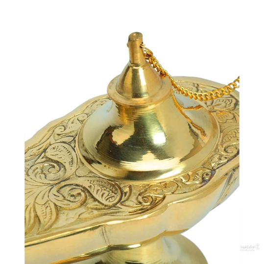 Handicraft Metal Aladdin Chirag Lamp Brass Showpiece Golden
