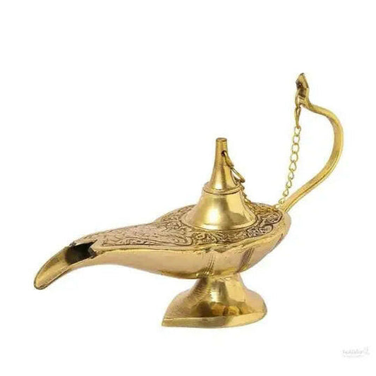 Handicraft Metal Aladdin Chirag Lamp Brass Showpiece Golden