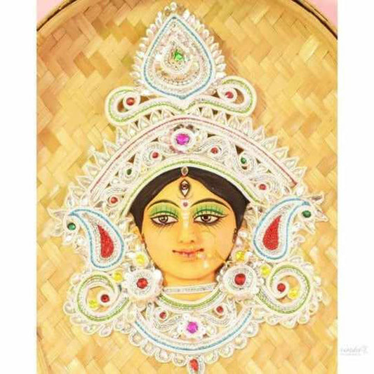 Handicrafts & Handlooms Goddess of Power Maa Durga Devi Idol Made of Terracotta and Shola on Bamboo Kulo An Unique Religious Wall Hanging