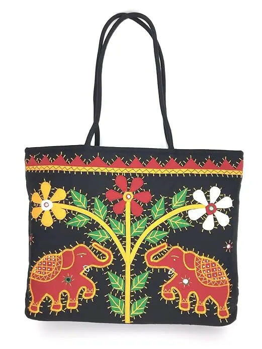 Fashtales handicrafts Handmade Cotton Embroidery Shoulder Hobo bag for women Traditional Banjara Design Party Handbags for Women Multicolour Tote bag