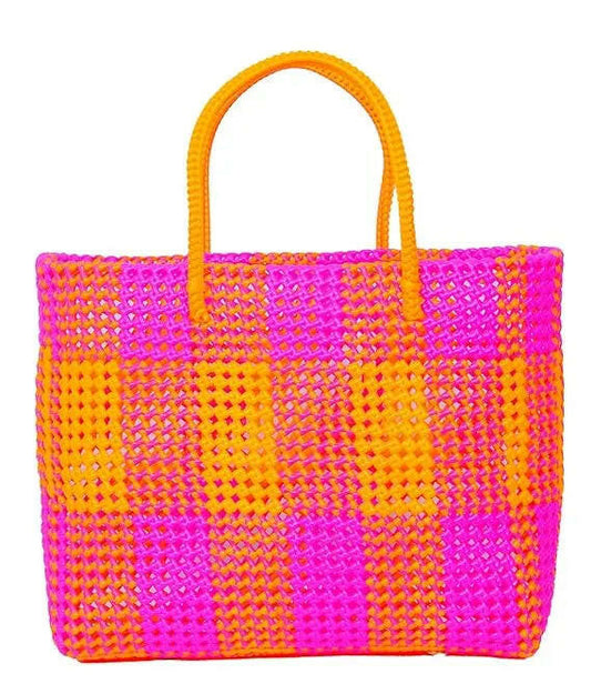 Fashtales handicrafts Handmade Reusable Multipurpose Hand Made Reusable Washable Plastic Wire Grocery Bag/Koodai/கூடை/ टोकरी (30 CM Lx 25 CM Bx10CM W)