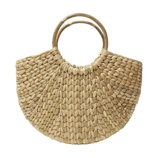 Fashtales handicrafts Handmade U Shaped Tote Handbag For Women/Handwoven Dry Grass Straw Bag/Natural Cane/Jute Shopping Bag