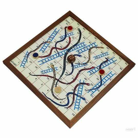 Handmade Wooden 2 in 1 Magnetic Ludo Snakes and Ladders | Board Games | Toys