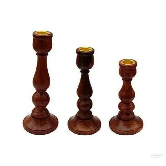 Handmade Wooden Candle Holder Stand for Home Décor Decorative Tealight Gifts Item, Set of 3