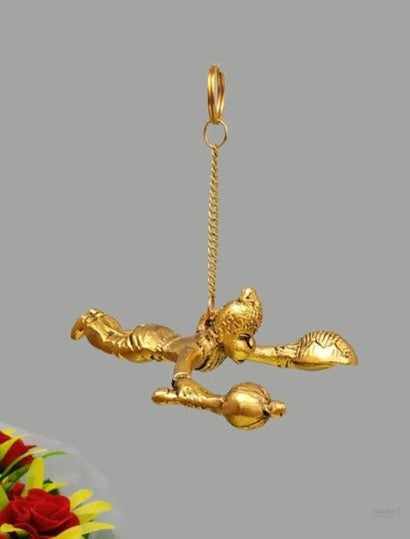 Hanuman ji/ bajrangbali car/key hanging - 15cm (metal,gold) handmade