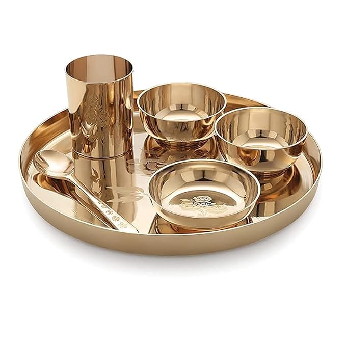  Kansa/Bronze Finish Bhojan/Dinner/Thali Set