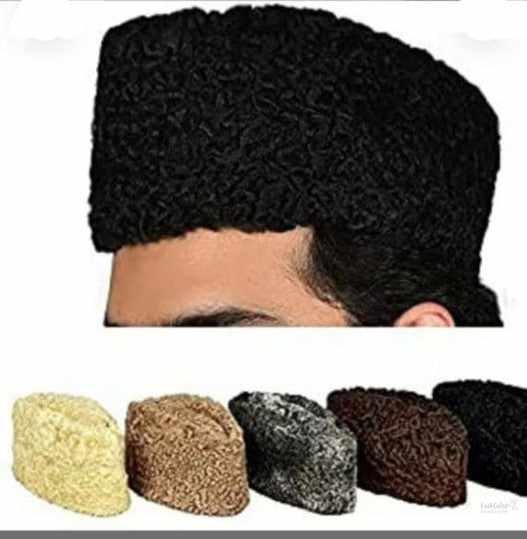 Karakul Hat/Persian Hat - Astrakhan Fur Karakul/Persian Cap with Sweatband - Karakul Hat Mens Winter Hats.