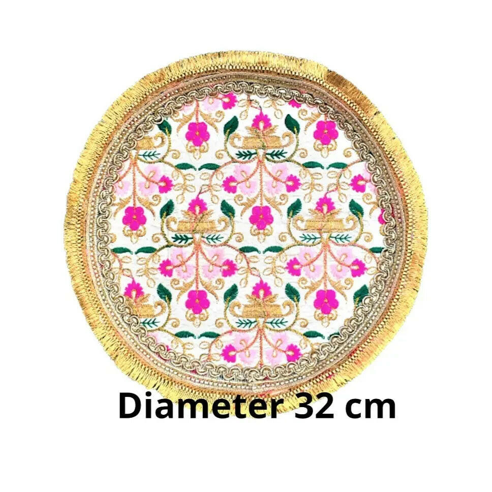 Karwachauth Thali Set (Thali, Kalash, Chalni, Thali Cover, Small Debi) Puja Thalis for Karwa Chauth Poojan Wedding Diwali Navratri Varalakshmi Lakshmi Ganesh Aarti Fashtales Handicrafts