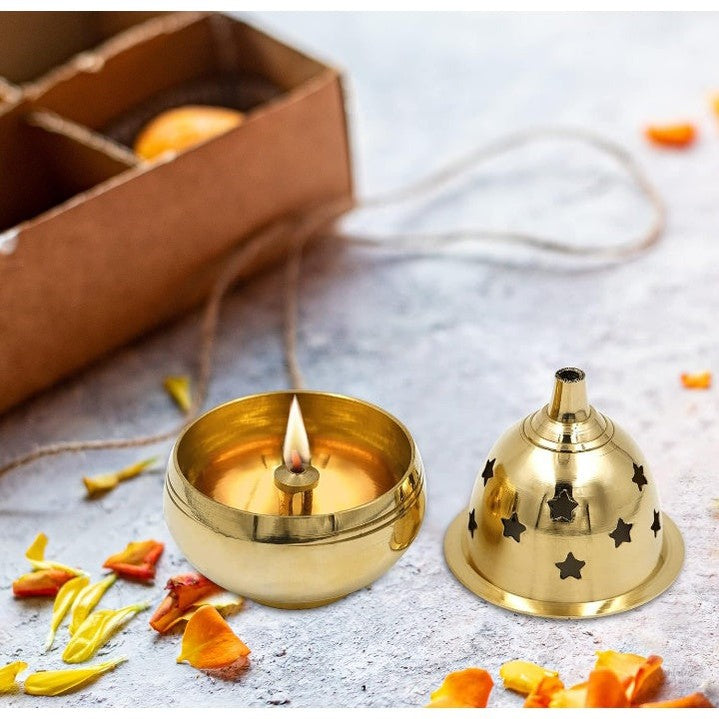 Kuber Goblet Brass Table Diya (Size 3) Brass Diya Oil Puja Lamp - Decorative Round for Home Office Gifts Pooja Articles-Diwali Gift Wedding Gift Decor (Height: 3 Inch) - 105 GMS