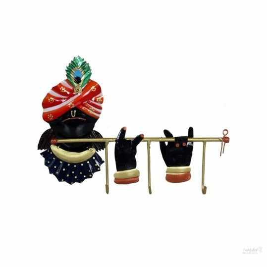 Lord krishna iron key holder for home and office decor|key holder for home | key holder for gift| krishna wall hanging handmade (10x7 In)