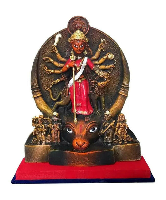 Fashtales Handicrafts 13.5 inch Maa Durga Murti | Durga Idol | Durga MATA Murti | Durga Ma Moorti | Durga Murty | Sherawali Maa Murti for Gifting & Home Decor | Polyresin Handmade Statue