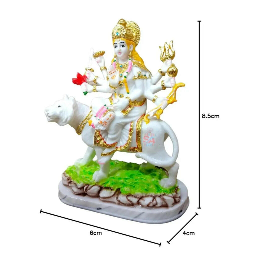 Fashtales Handicrafts Marble Dust Ambe Maa Idol Statue/Murti for Home Décor Gift Piece and Puja |SheraWala MATA Rani ki murti Statue Idol Multicolor, 1 Piece (6 x 4 x 8.5 in)