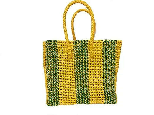 Fashtales handicrafts Mart Plastic Multicolor Handmade Medium Plastic Shopping Wire Bag Multipurpose Utility Plastic Wire Grocery Basket-(Koodai) Durable, Medium Size Imported Virgin HDPE 30 x 12 x 27 cm