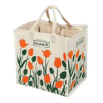 Fashtales handicrafts Medium Laminated Cotton Canvas Grocery Shopping Bags for Carry Milk Fruits Vegetable with Reinforced Handles Jhola Bag - Kitchen Essential