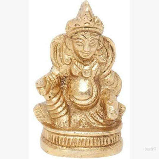 Metal Brass Kuber God Idol Lord of Wealth Ideal for Temple & Home Décor(Height- 5 cm), Golden Color, 1 Piece