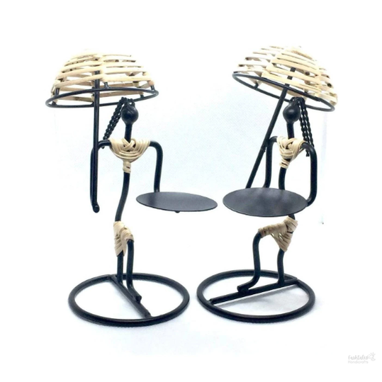 Metal Decorative Umbrella Ladies Tealight Candle Holders Candle Stand Pack of 2