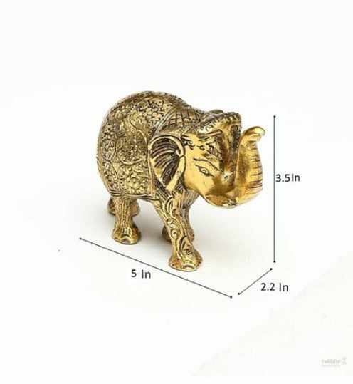 Metal Elephant Statue (Metal and Multicolour)- Decorative Showpiece- 4 inch