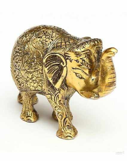 Metal Elephant Statue (Metal and Multicolour)- Decorative Showpiece- 4 inch