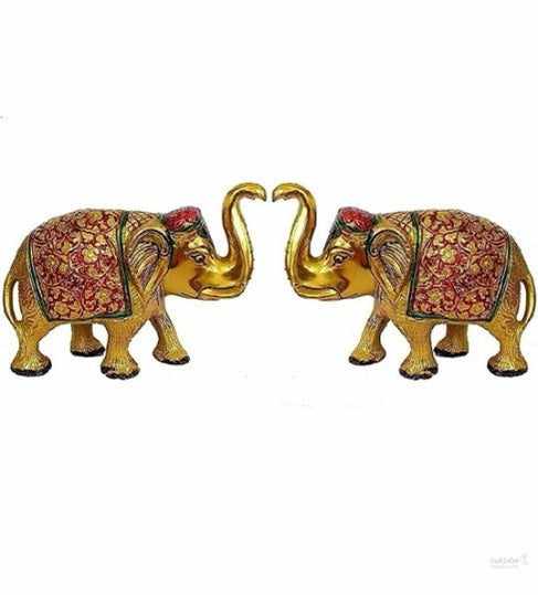 Metal Elephant Statue (Metal and Multicolour)- Decorative Showpiece- 4 inch