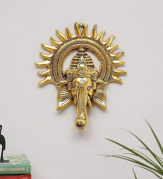 Metal Ganesha ji Statue,Ganpati Wall Hanging Sculpture Lord Ganesh Idol Lucky Feng Shui Wall Decor Your Home, Office,Religious Gift Article Decorative,Showpiece Figurines...